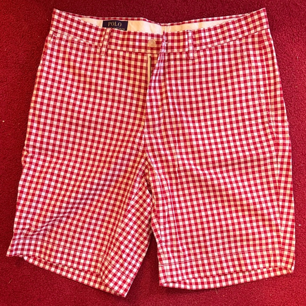 Polo by Ralph Lauren Red and White Checkered Men Shorts